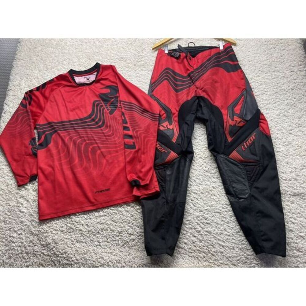 Thor Racing Motocross Pants Men's 35 Jersey XL Matching Red Black‎ Great Cond